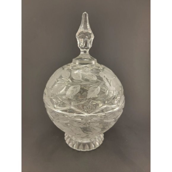 Vintage Brilliant Etched Flower and Leaf Design Two Piece Dish - Picture 2 of 6